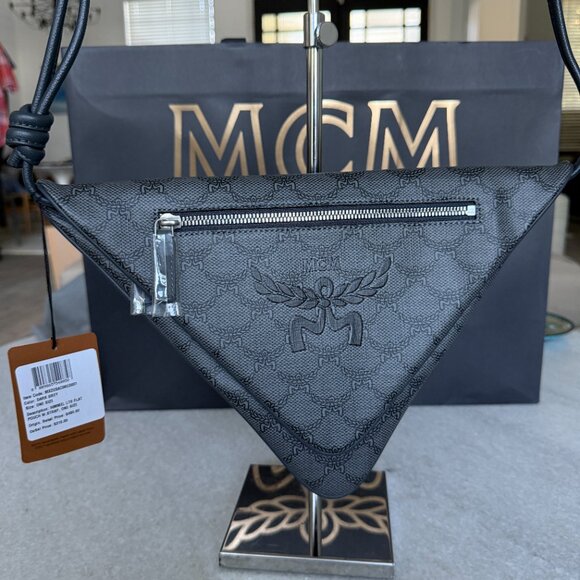 MCM GRAY Canvas and leather Triangle Shoulder Bag - Picture 5 of 14